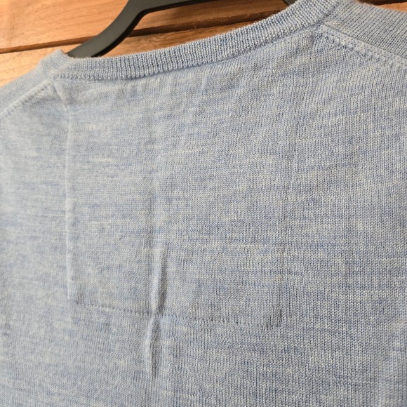 Calvin Klein Mens Merino Wool V neck Minimalist Preppy Sweater L Pastel Blue - Picture 5 of 10